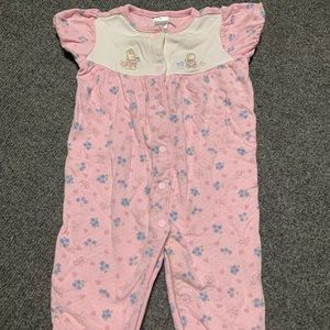Pink Bunny and Bear Short Sleeve Pant One Piece